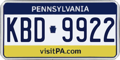 PA license plate KBD9922