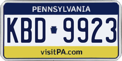 PA license plate KBD9923