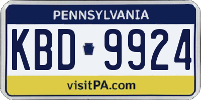 PA license plate KBD9924