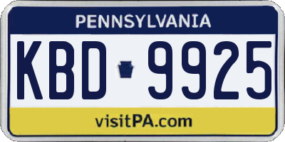 PA license plate KBD9925