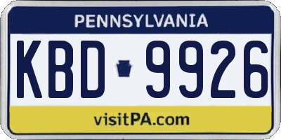 PA license plate KBD9926