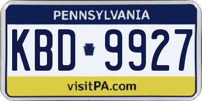 PA license plate KBD9927