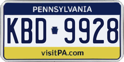 PA license plate KBD9928
