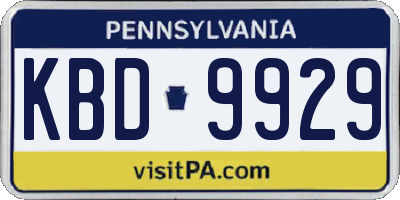 PA license plate KBD9929