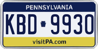 PA license plate KBD9930