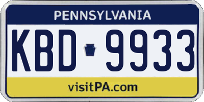 PA license plate KBD9933