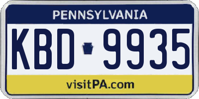 PA license plate KBD9935