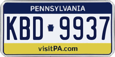 PA license plate KBD9937