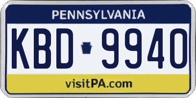 PA license plate KBD9940