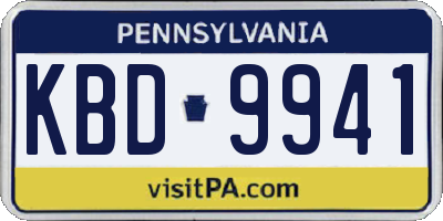 PA license plate KBD9941