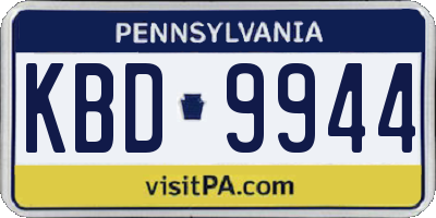 PA license plate KBD9944