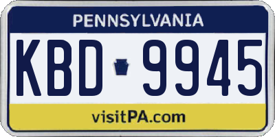 PA license plate KBD9945