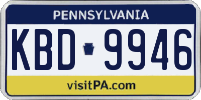 PA license plate KBD9946