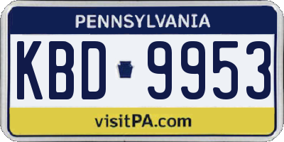 PA license plate KBD9953