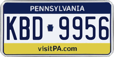 PA license plate KBD9956
