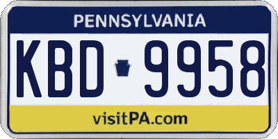 PA license plate KBD9958
