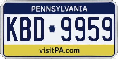 PA license plate KBD9959