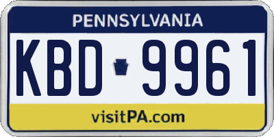 PA license plate KBD9961