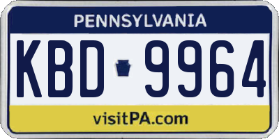 PA license plate KBD9964