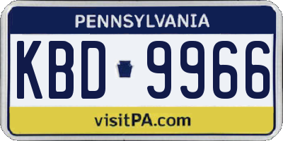 PA license plate KBD9966