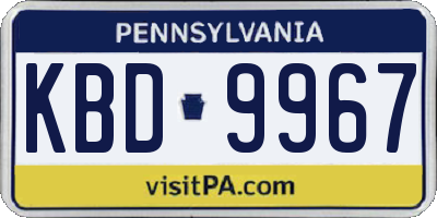 PA license plate KBD9967