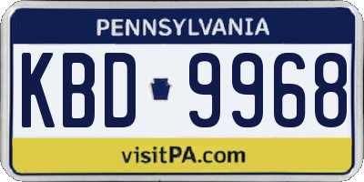 PA license plate KBD9968