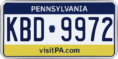PA license plate KBD9972