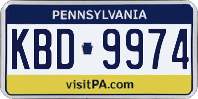 PA license plate KBD9974