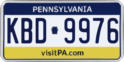 PA license plate KBD9976