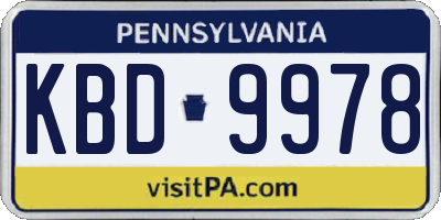 PA license plate KBD9978