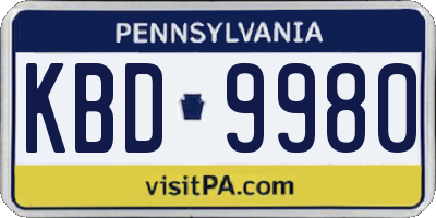 PA license plate KBD9980