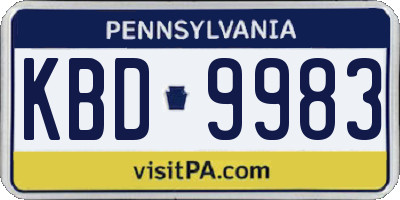 PA license plate KBD9983