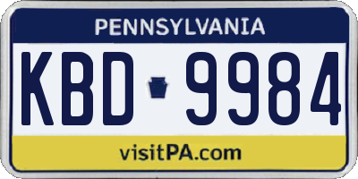 PA license plate KBD9984