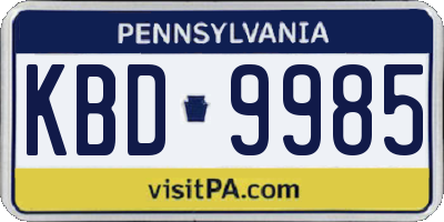 PA license plate KBD9985
