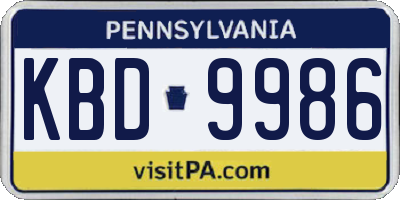 PA license plate KBD9986