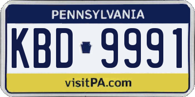PA license plate KBD9991
