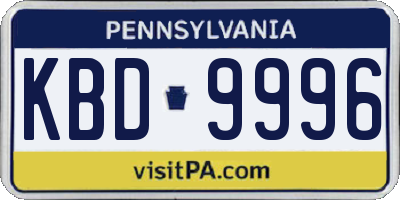 PA license plate KBD9996