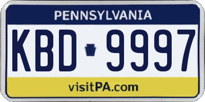 PA license plate KBD9997