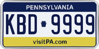 PA license plate KBD9999