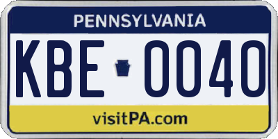 PA license plate KBE0040