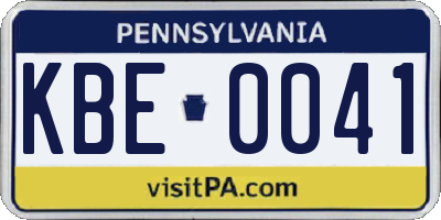 PA license plate KBE0041