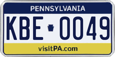 PA license plate KBE0049