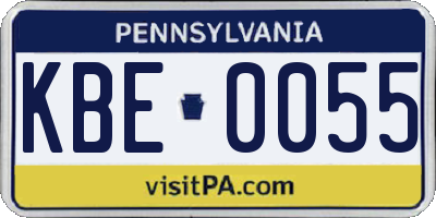 PA license plate KBE0055