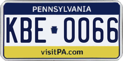 PA license plate KBE0066