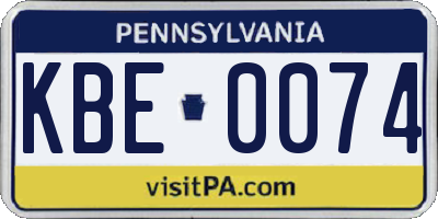 PA license plate KBE0074