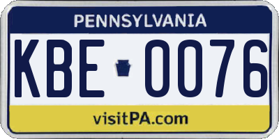 PA license plate KBE0076