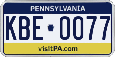 PA license plate KBE0077