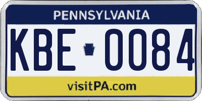 PA license plate KBE0084