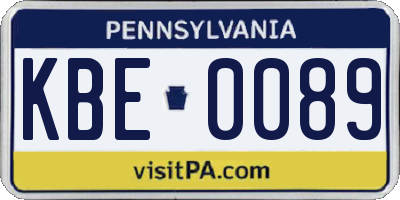 PA license plate KBE0089