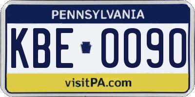 PA license plate KBE0090